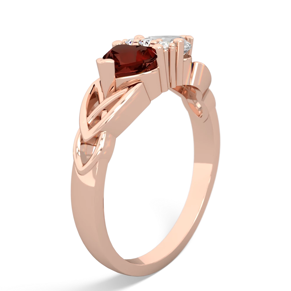 Garnet Celtic Knot Double Heart 14K Rose Gold ring R5040