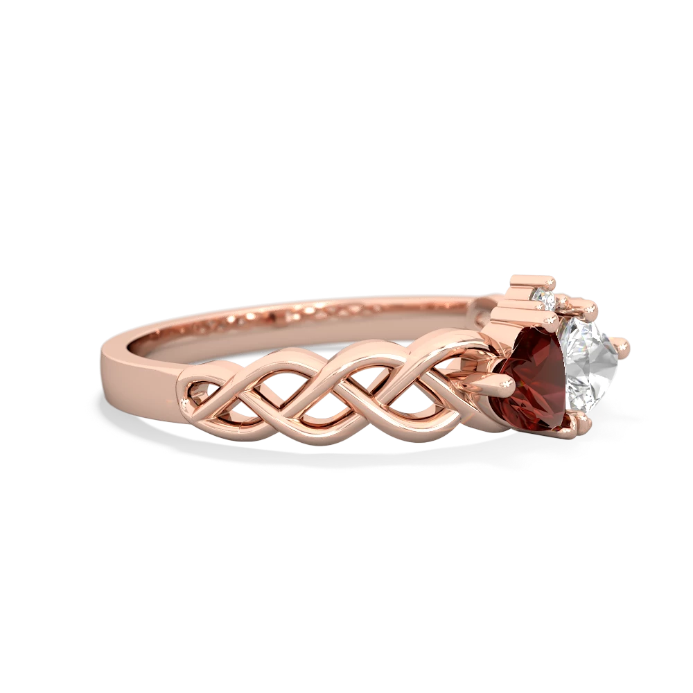 Garnet Heart To Heart Braid 14K Rose Gold ring R5870