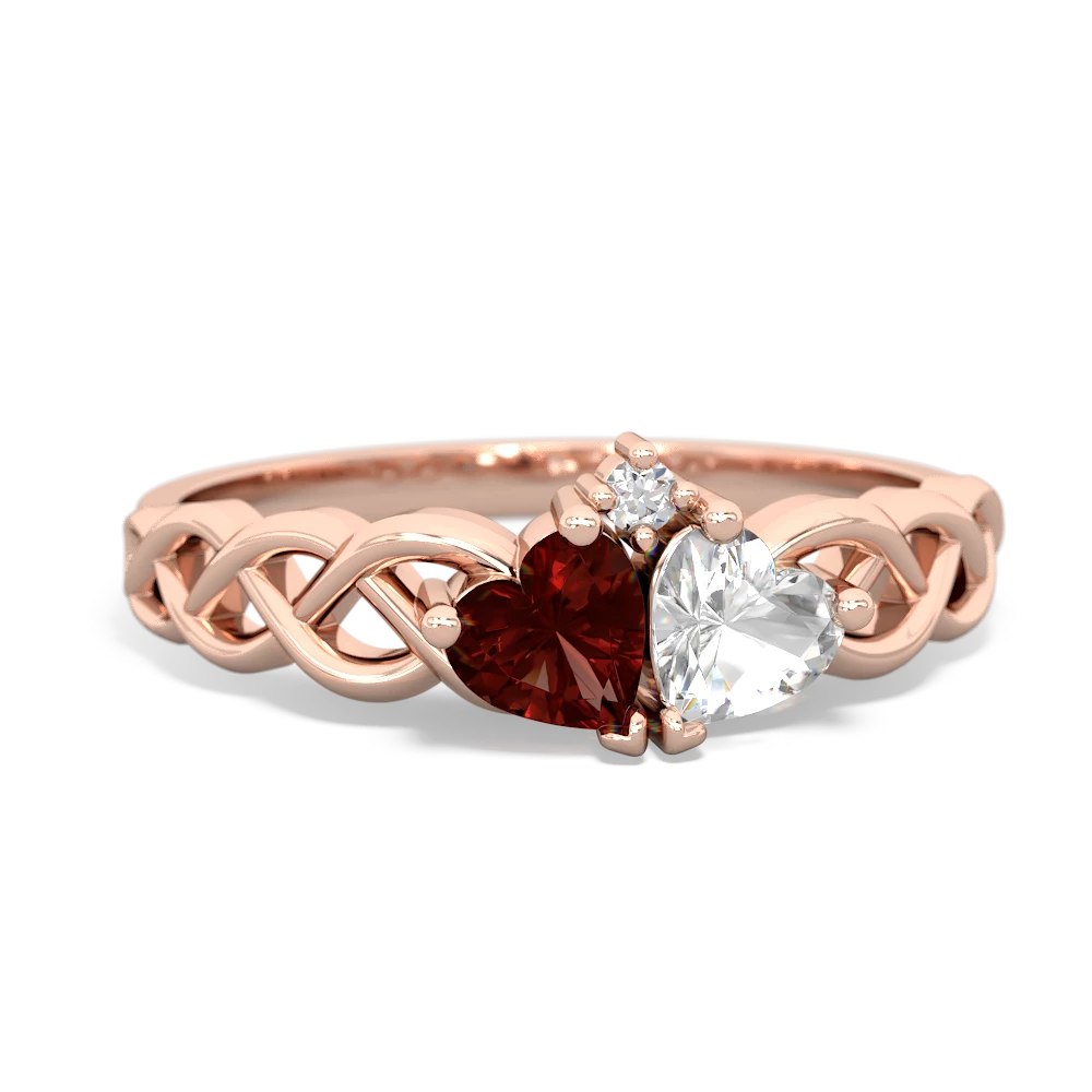 Garnet Heart To Heart Braid 14K Rose Gold ring R5870