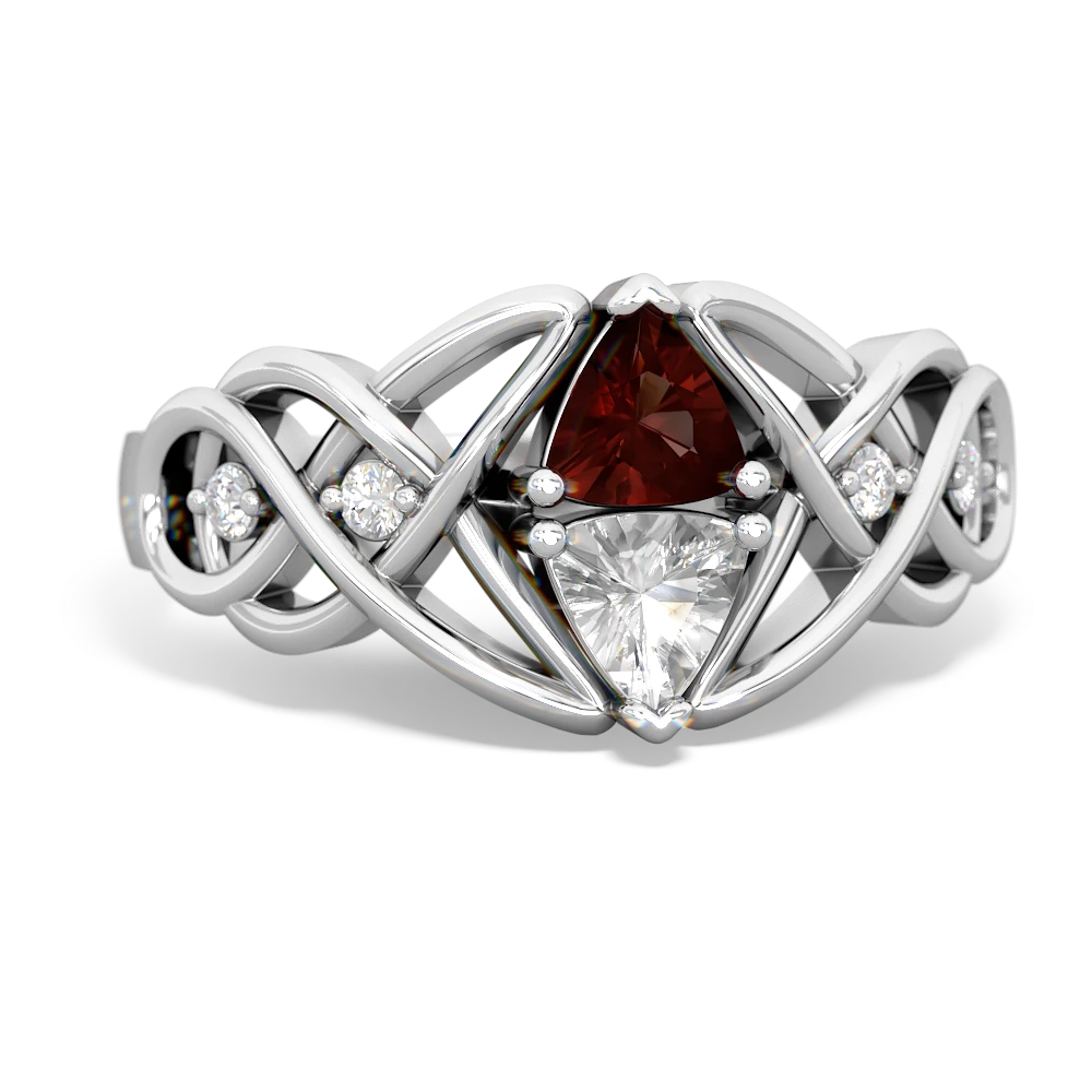 Garnet Keepsake Celtic Knot 14K White Gold ring R5300