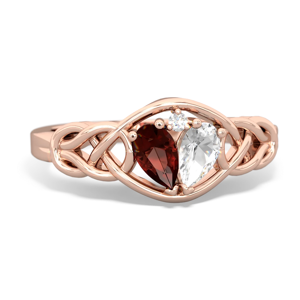 Garnet Celtic Love Knot 14K Rose Gold ring R5420