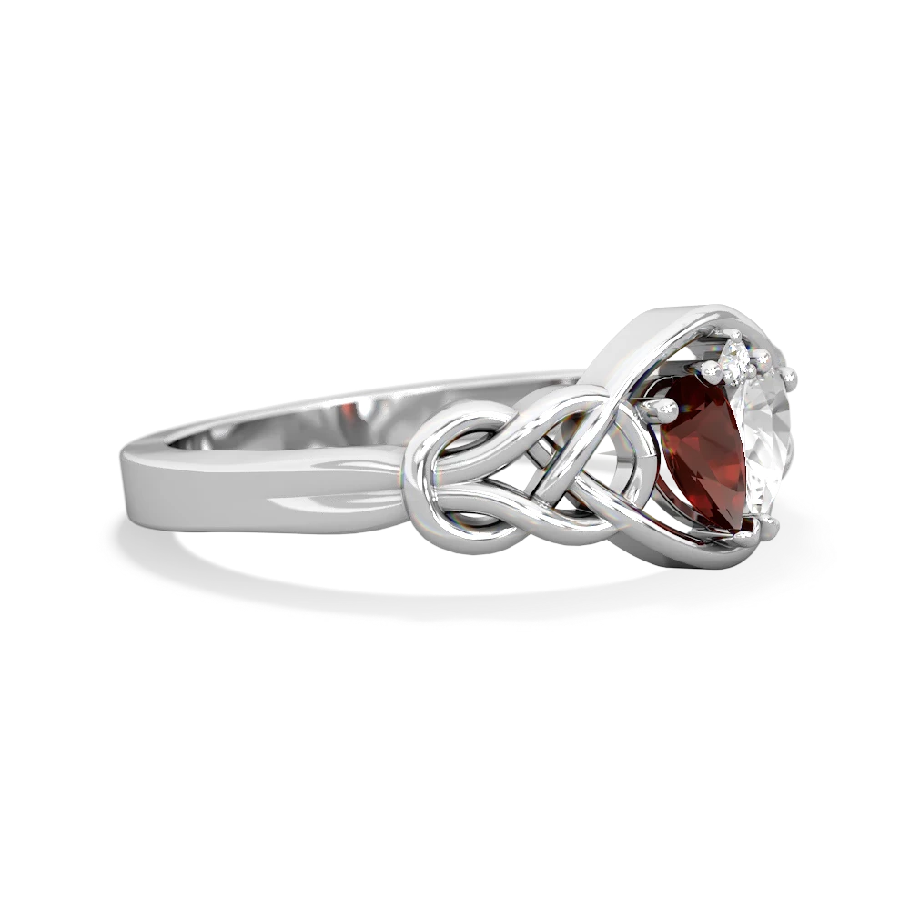 Garnet Celtic Love Knot 14K White Gold ring R5420