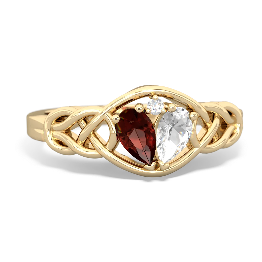 Garnet Celtic Love Knot 14K Yellow Gold ring R5420