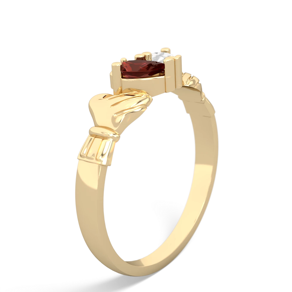 Garnet 'Our Heart' Claddagh 14K Yellow Gold ring R2388