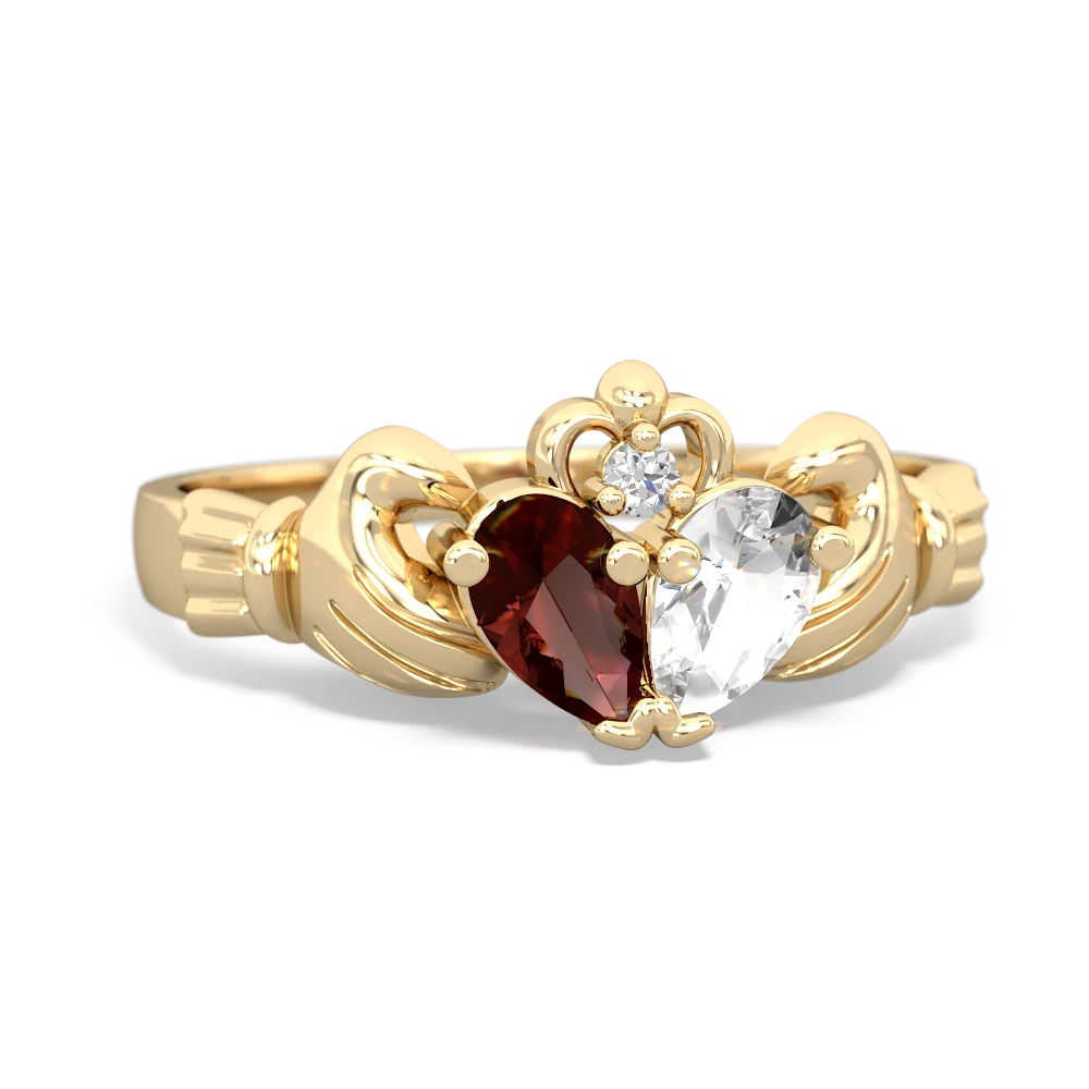 Garnet 'Our Heart' Claddagh 14K Yellow Gold ring R2388