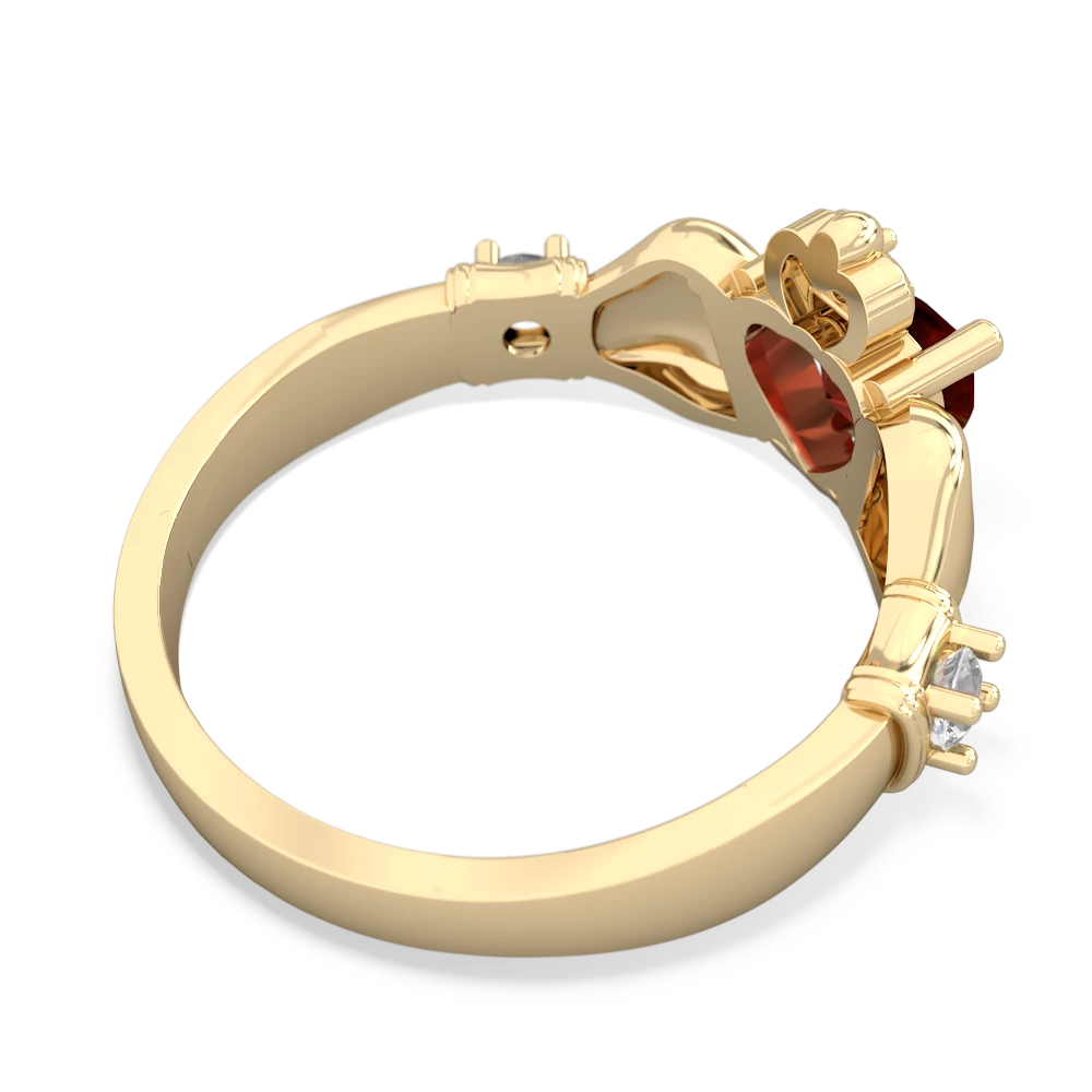 Garnet Claddagh Keepsake 14K Yellow Gold ring R5245