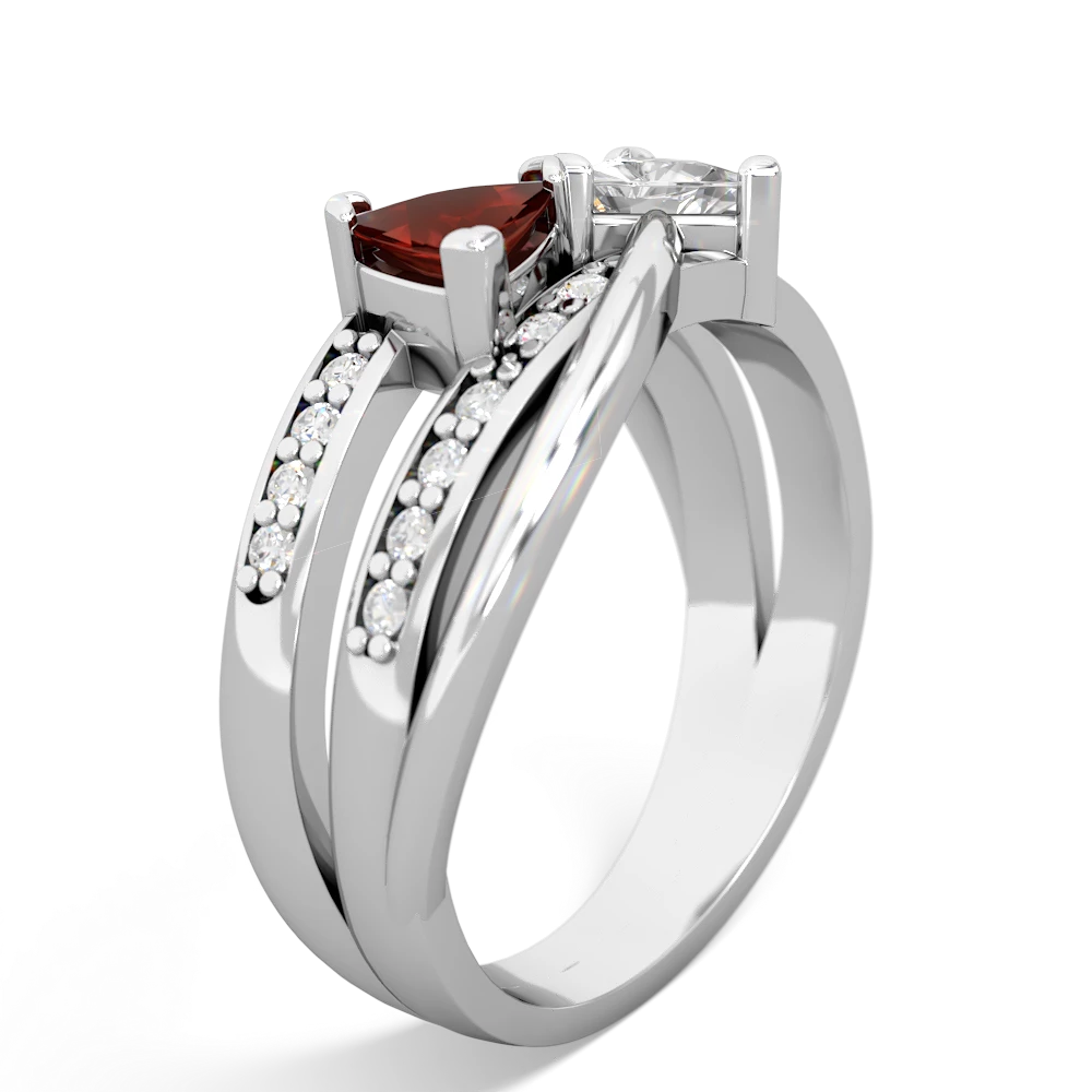 Garnet Bowtie 14K White Gold ring R2360