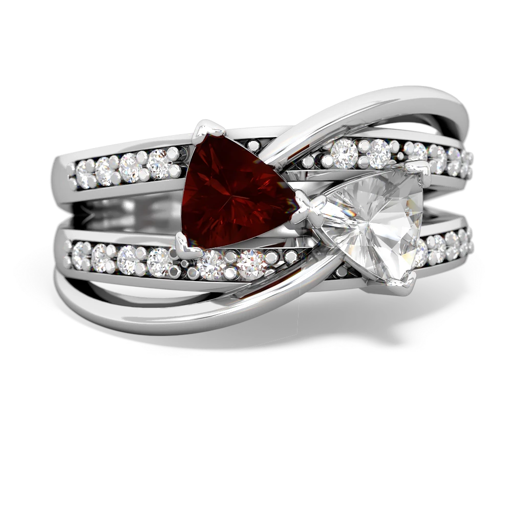 Garnet Bowtie 14K White Gold ring R2360