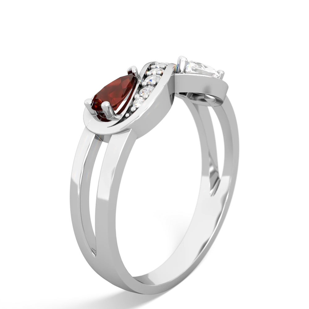 Garnet Diamond Infinity 14K White Gold ring R5390