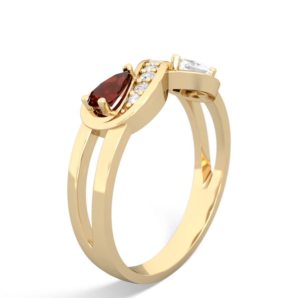 Garnet Diamond Infinity 14K Yellow Gold ring R5390