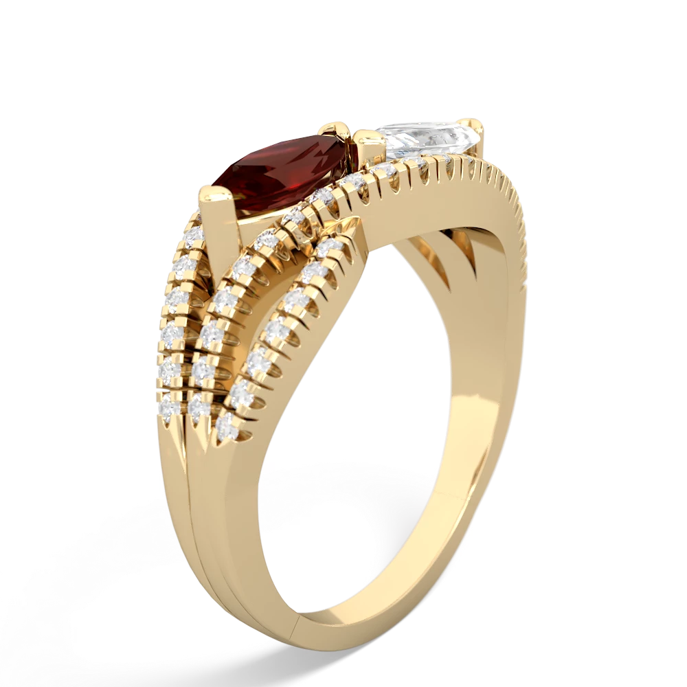 Garnet Diamond Rivers 14K Yellow Gold ring R3070