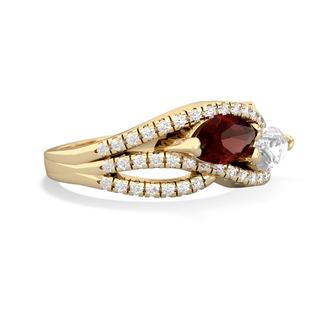 Garnet Diamond Rivers 14K Yellow Gold ring R3070