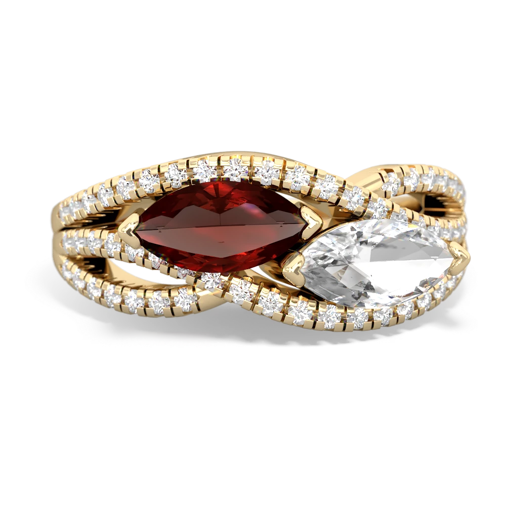 Garnet Diamond Rivers 14K Yellow Gold ring R3070