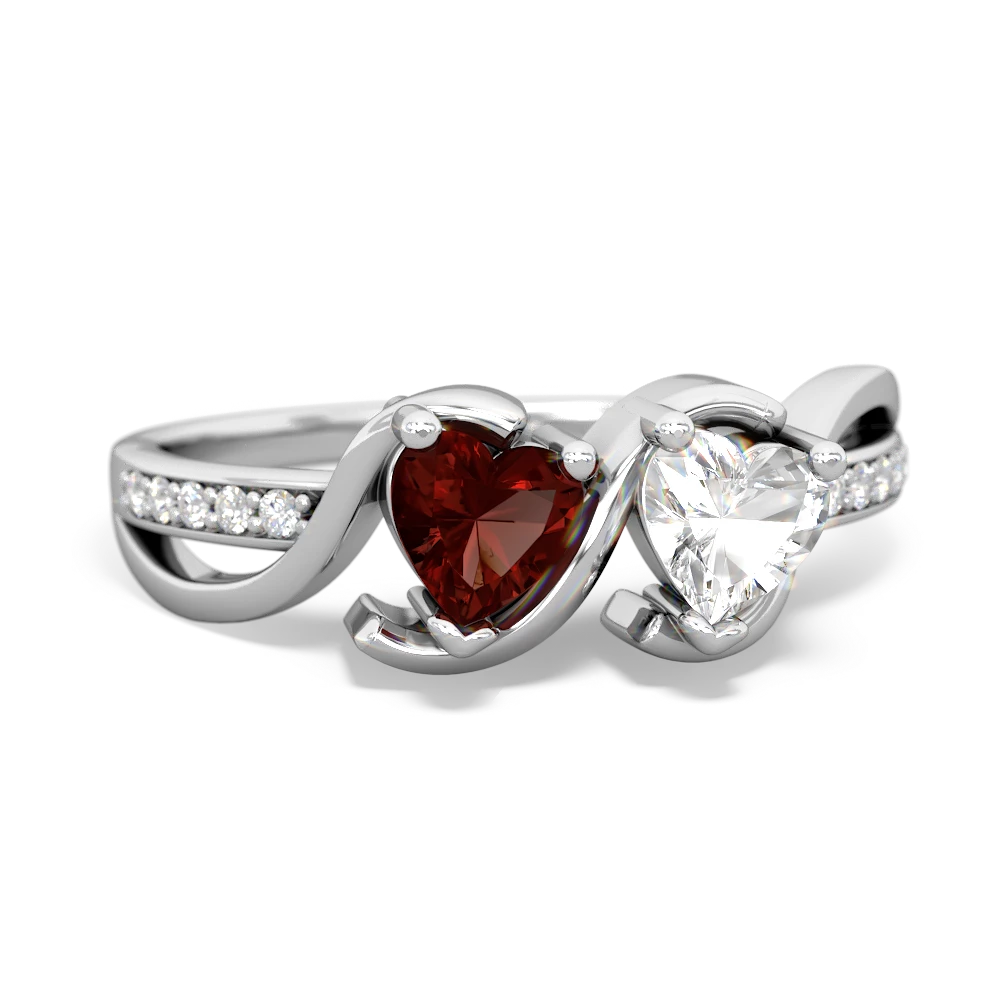 Garnet Side By Side 14K White Gold ring R3090