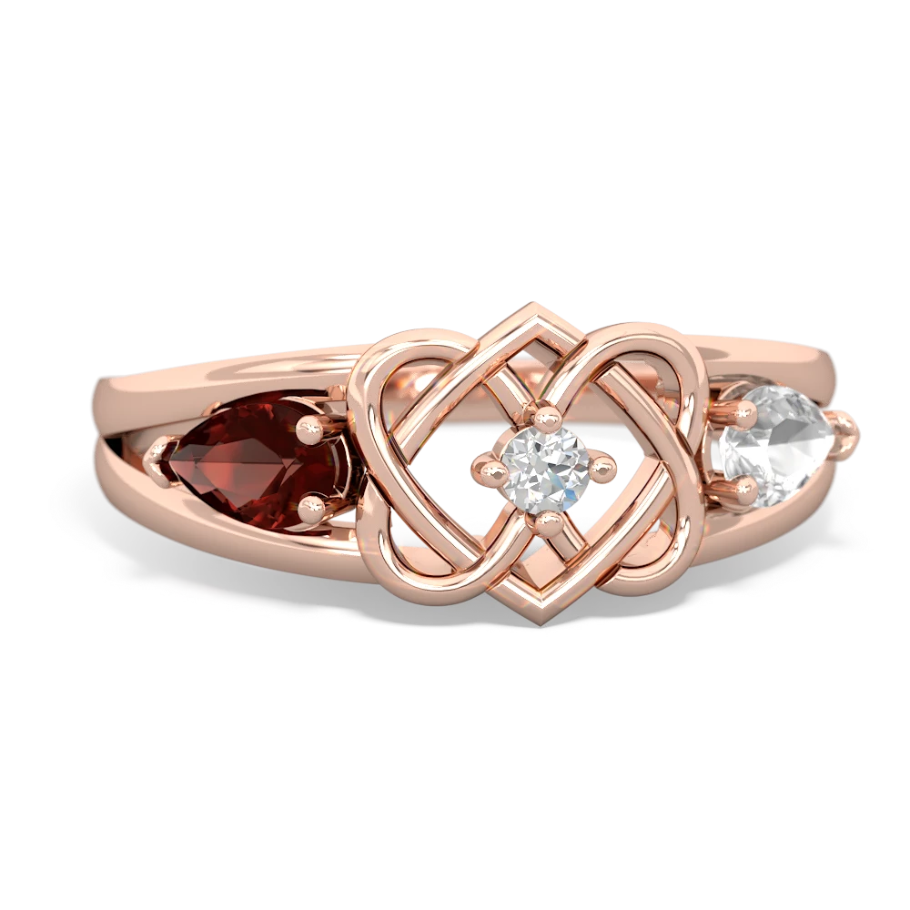 Garnet Hearts Intertwined 14K Rose Gold ring R5880