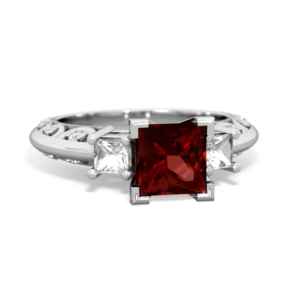 Garnet Eternal Embrace Engagement 14K White Gold ring C2001