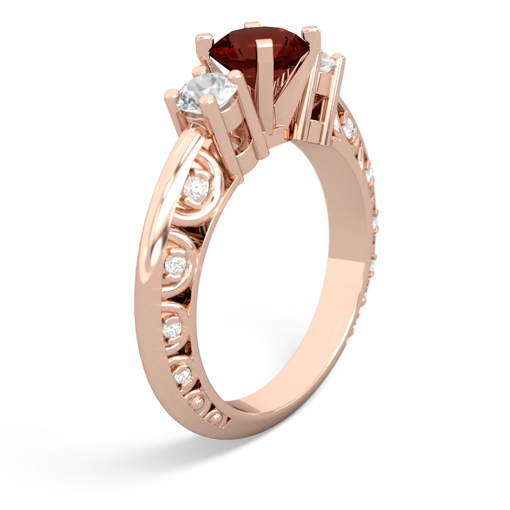 Garnet Art Deco Eternal Embrace Engagement 14K Rose Gold ring C2003