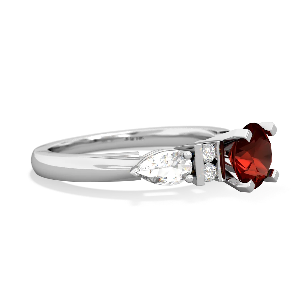 Garnet 6Mm Round Eternal Embrace Engagement 14K White Gold ring R2005