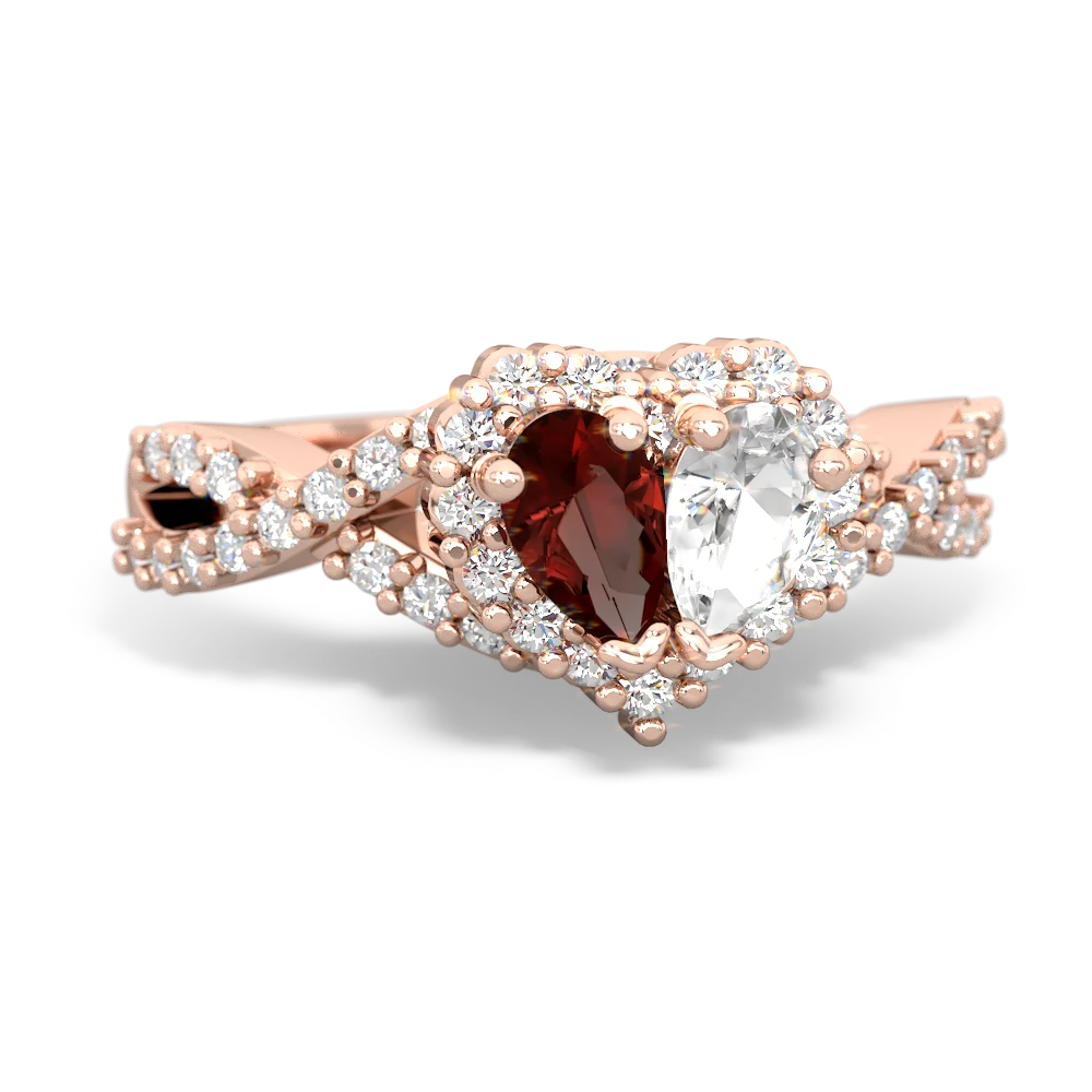 Garnet Diamond Twist 'One Heart' 14K Rose Gold ring R2640HRT