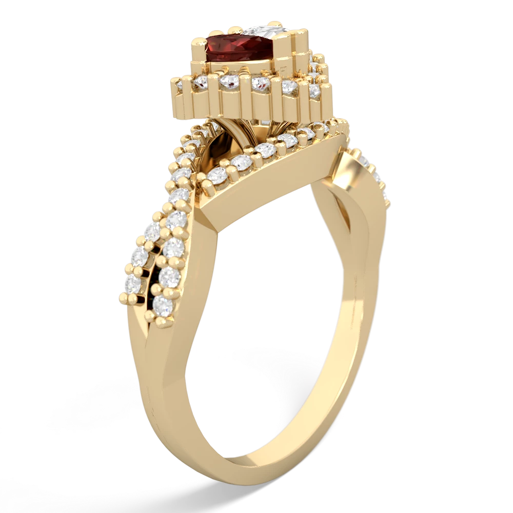 Garnet Diamond Twist 'One Heart' 14K Yellow Gold ring R2640HRT