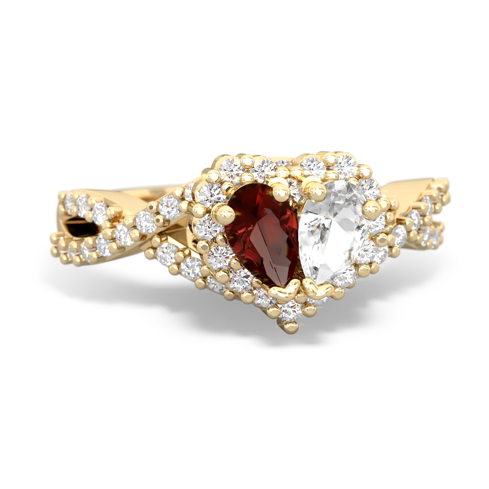 Garnet Diamond Twist 'One Heart' 14K Yellow Gold ring R2640HRT