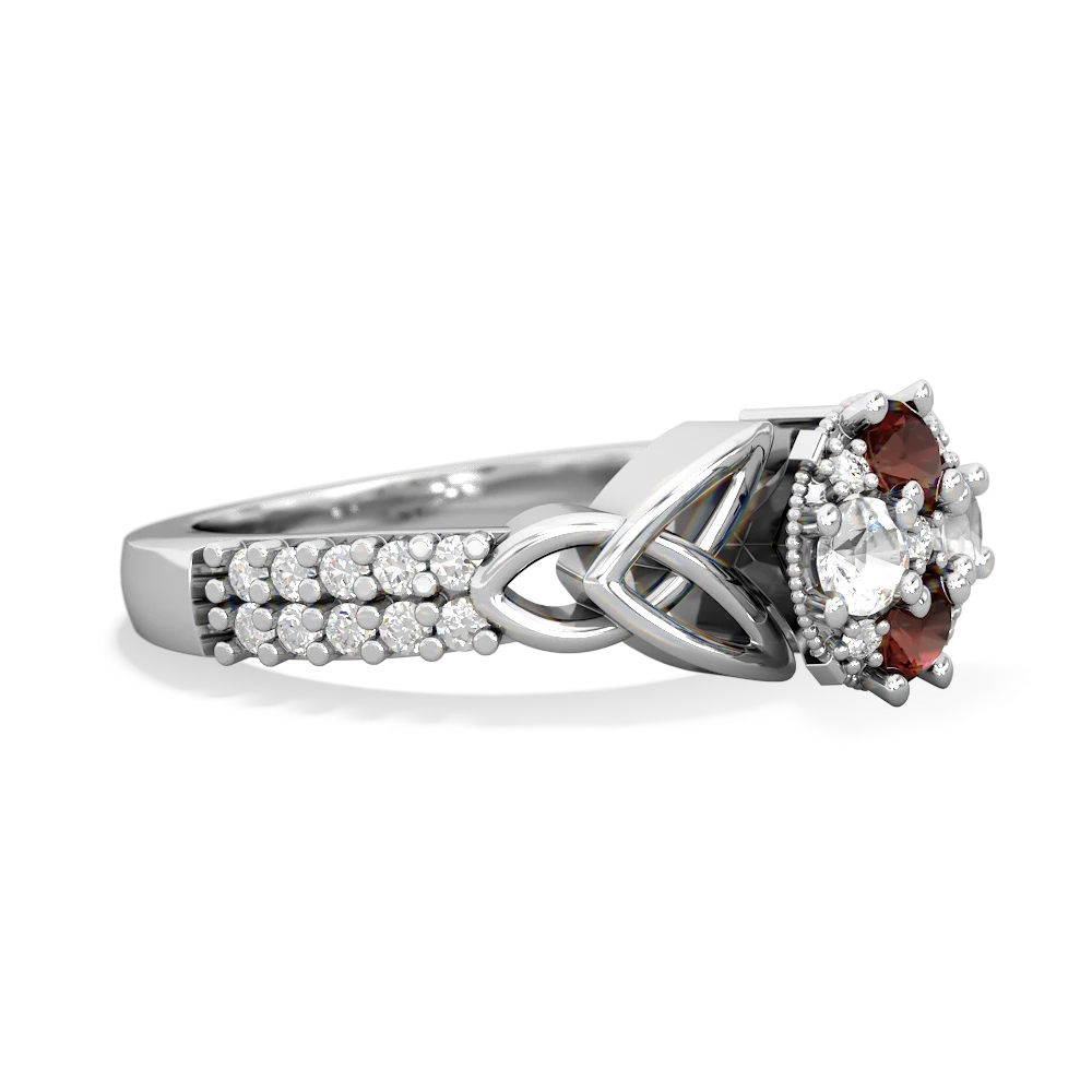 Garnet Celtic Knot Cluster Engagement 14K White Gold ring R26443RD