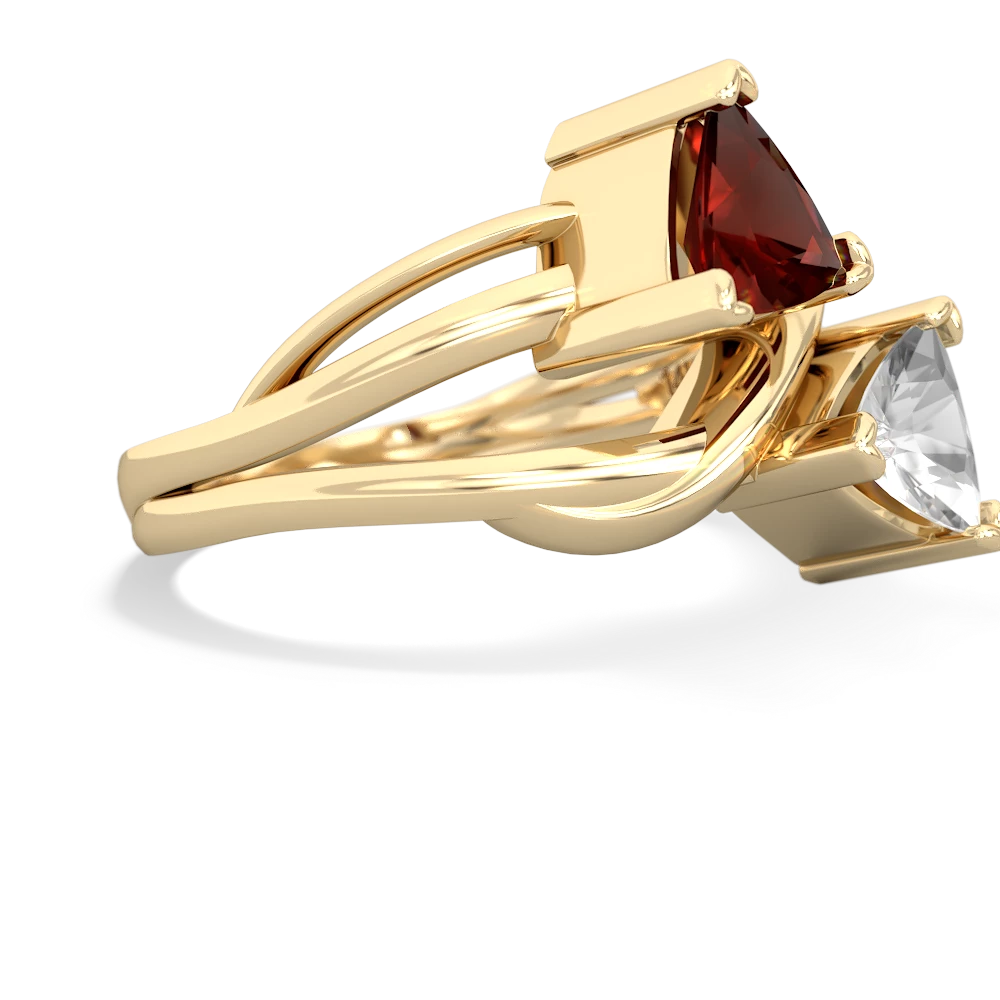 Garnet Split Band Swirl 14K Yellow Gold ring R2341