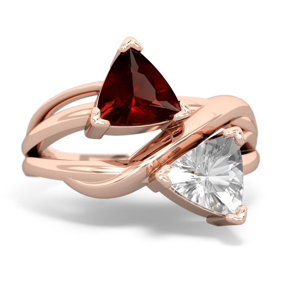 Garnet Split Band Swirl 14K Rose Gold ring R2341