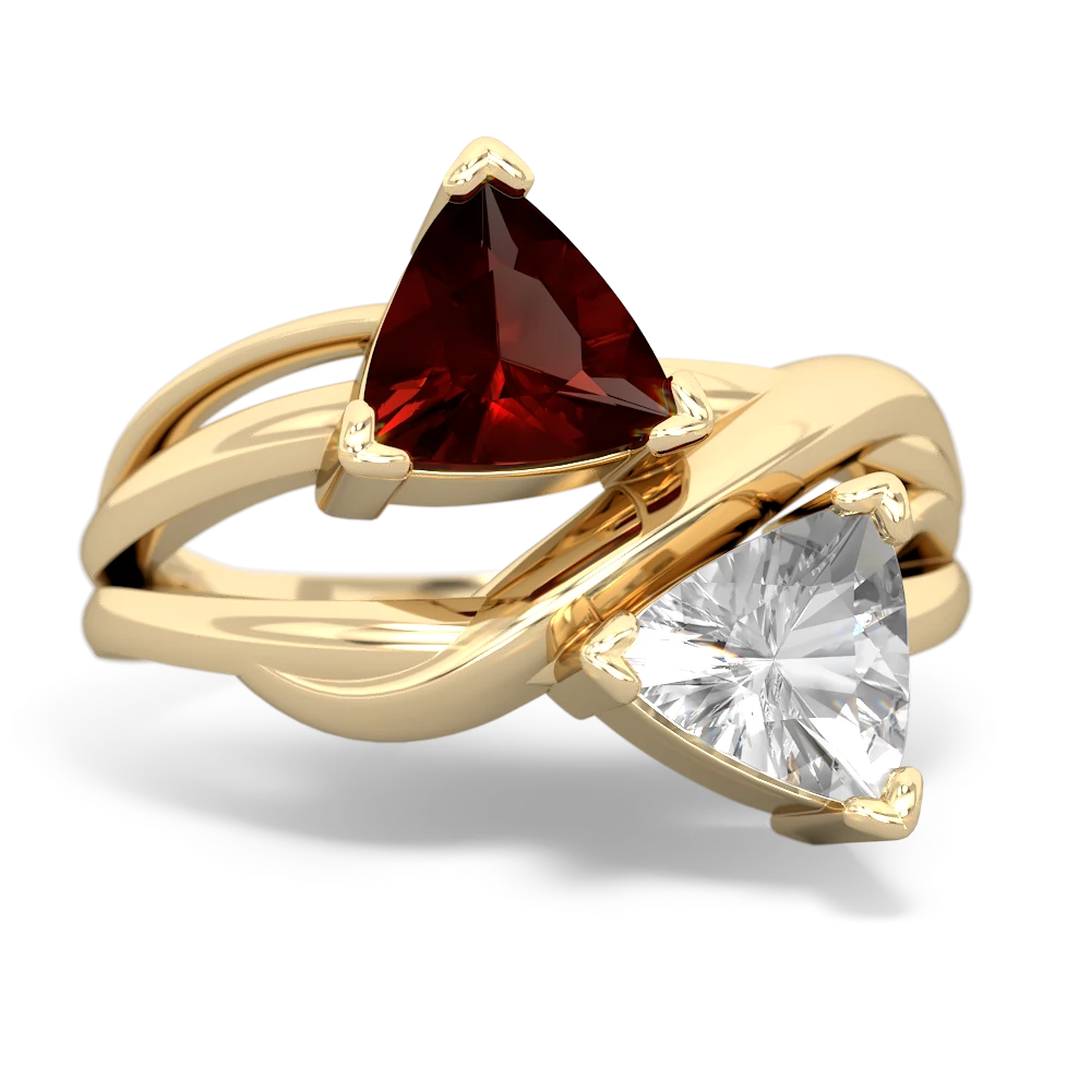 Garnet Split Band Swirl 14K Yellow Gold ring R2341