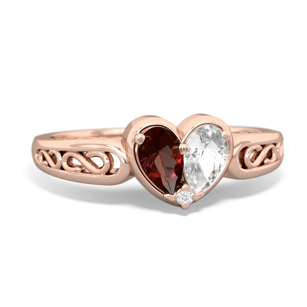 Garnet Filligree 'One Heart' 14K Rose Gold ring R5070