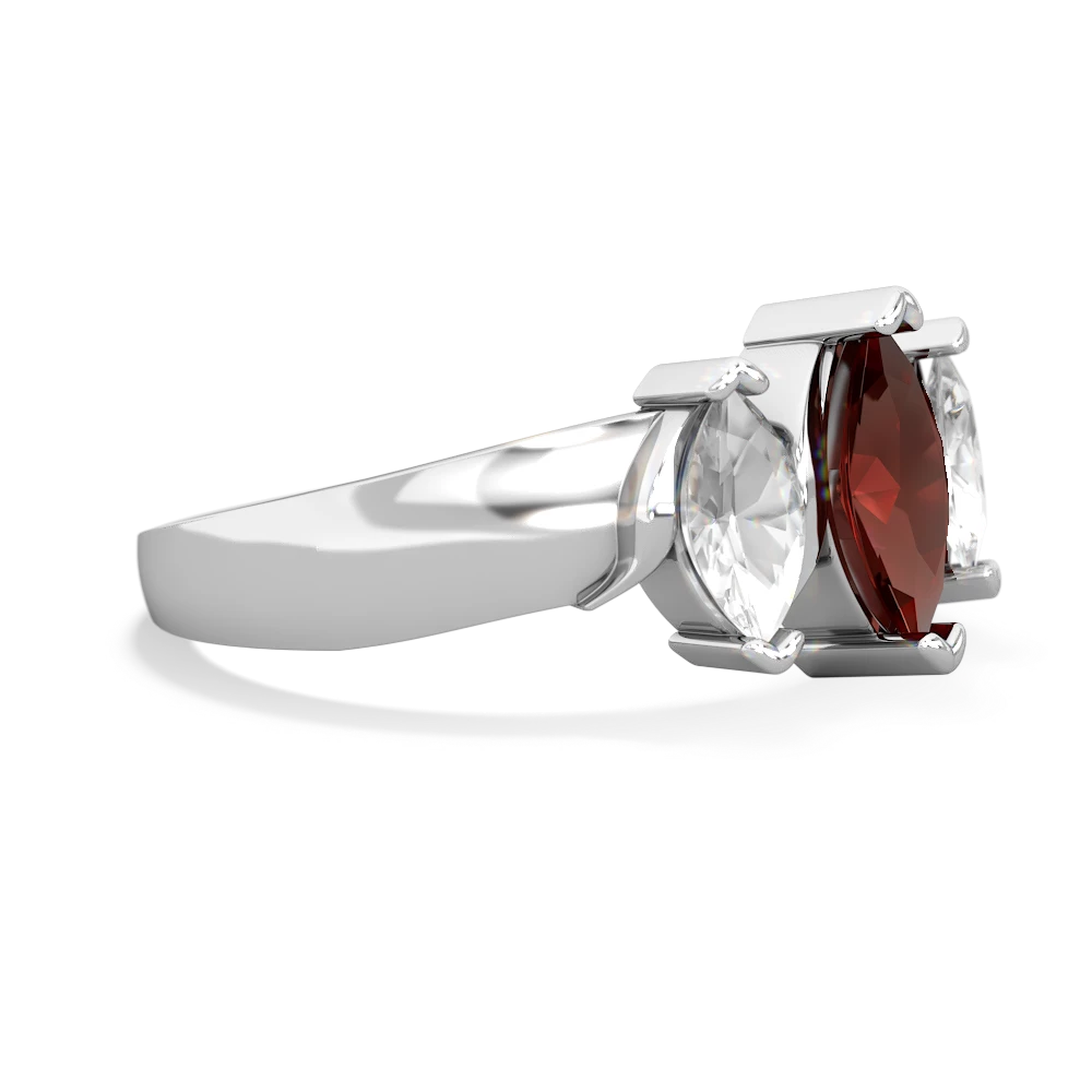 Garnet Three Peeks 14K White Gold ring R2433