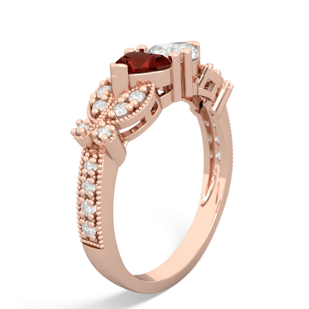 Garnet Diamond Butterflies 14K Rose Gold ring R5601