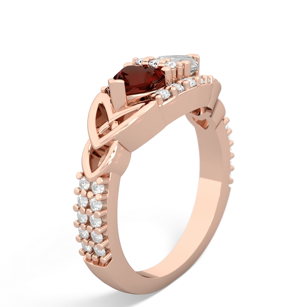 Garnet Sparkling Celtic Knot 14K Rose Gold ring R2645