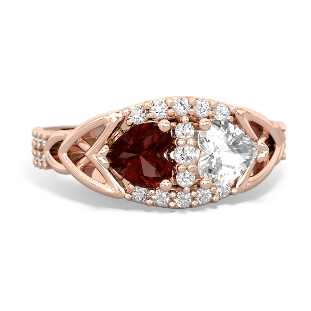 Garnet Sparkling Celtic Knot 14K Rose Gold ring R2645