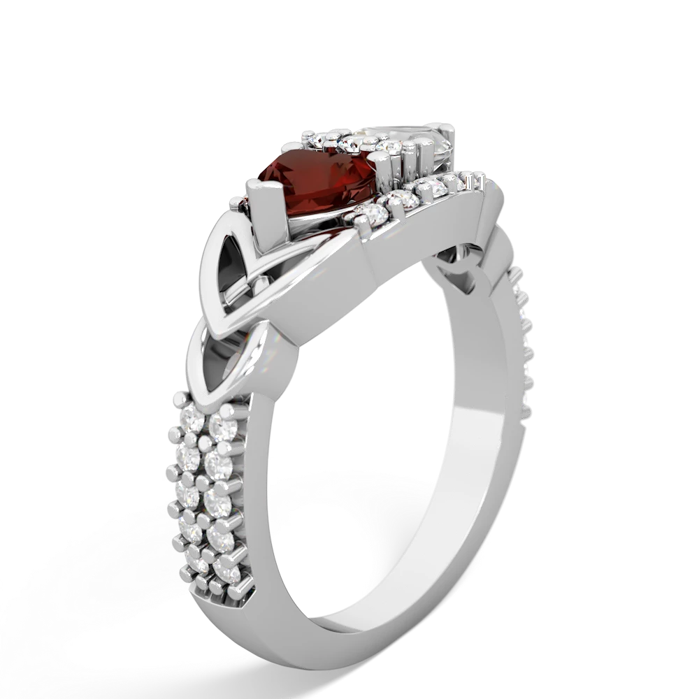 Garnet Sparkling Celtic Knot 14K White Gold ring R2645