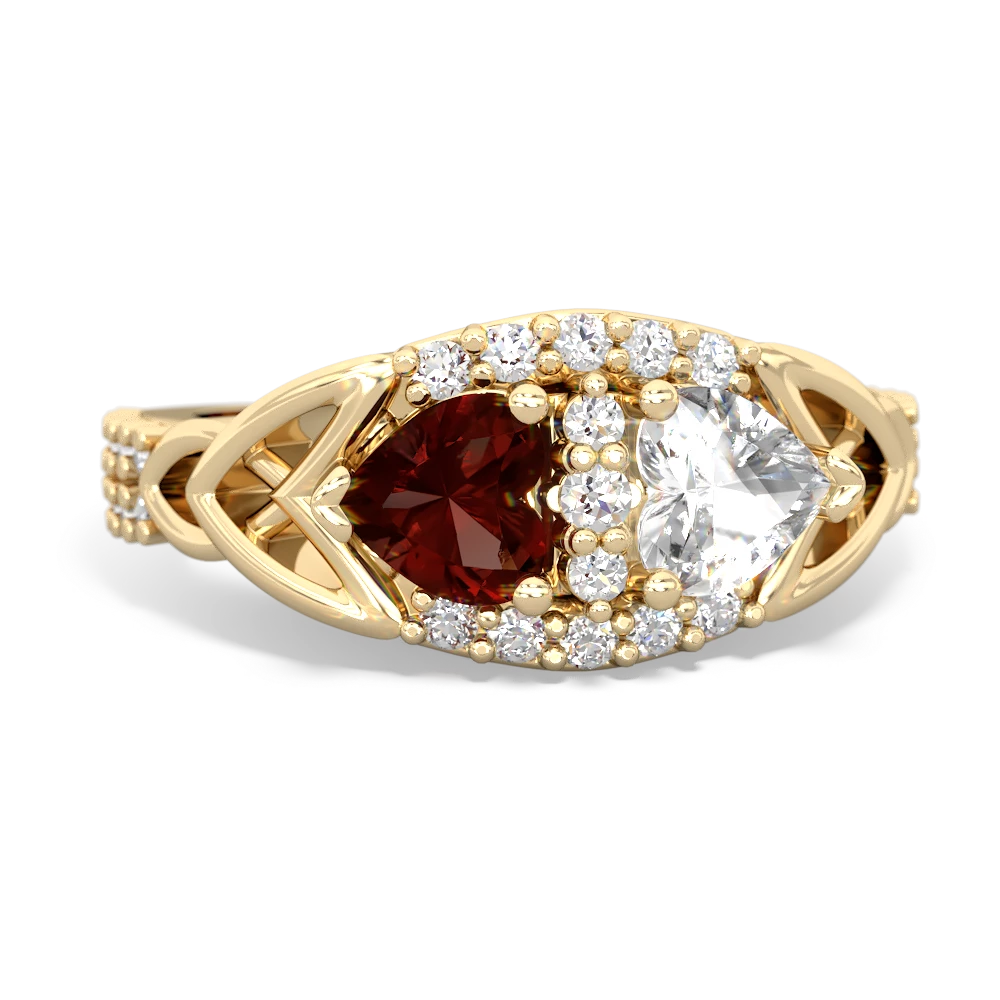 Garnet Sparkling Celtic Knot 14K Yellow Gold ring R2645