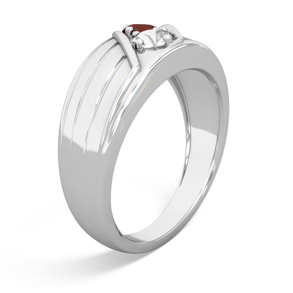 Garnet Men's Streamline 14K White Gold ring R0460