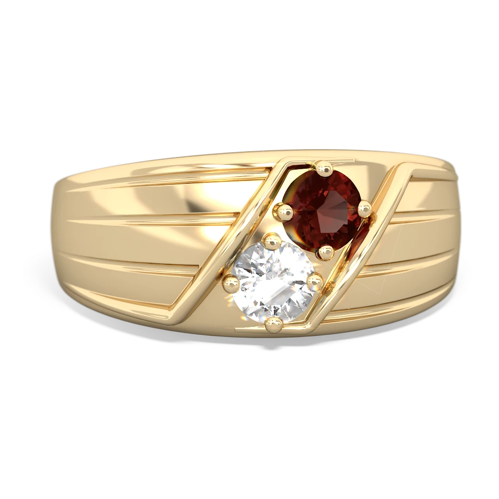 Garnet Men's Streamline 14K Yellow Gold ring R0460