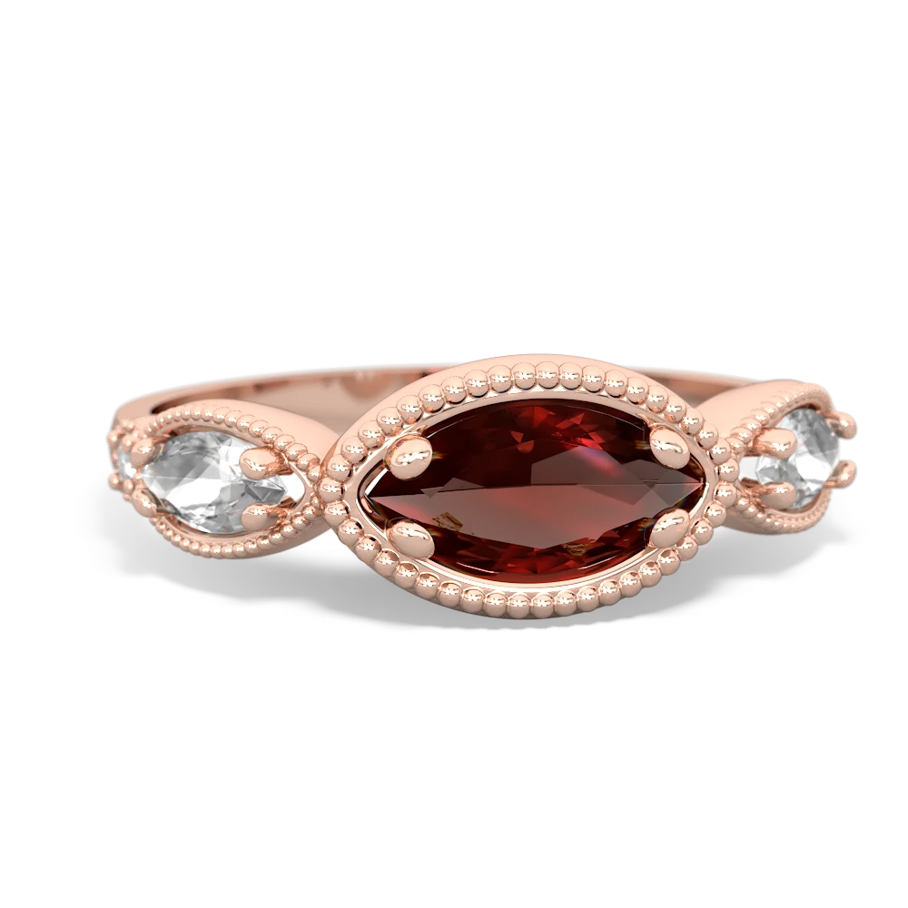 Garnet Milgrain Marquise 14K Rose Gold ring R5700