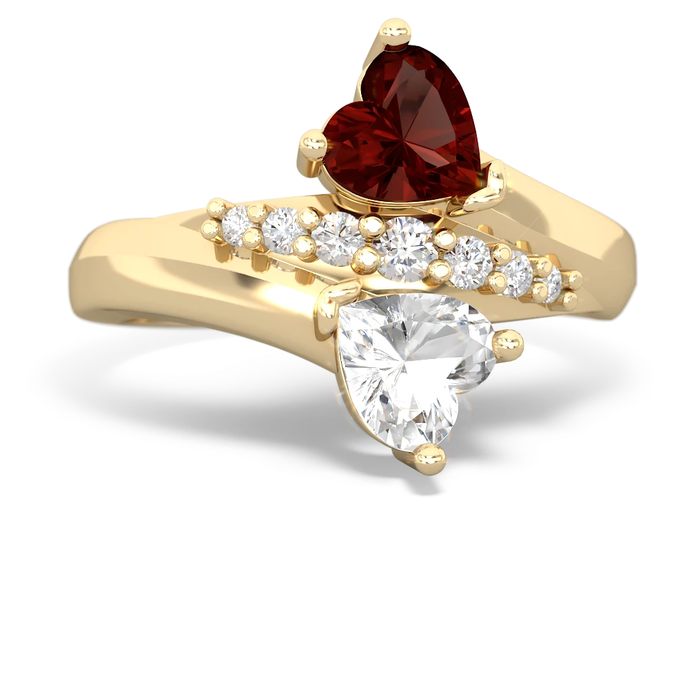 Garnet Heart To Heart 14K Yellow Gold ring R2064