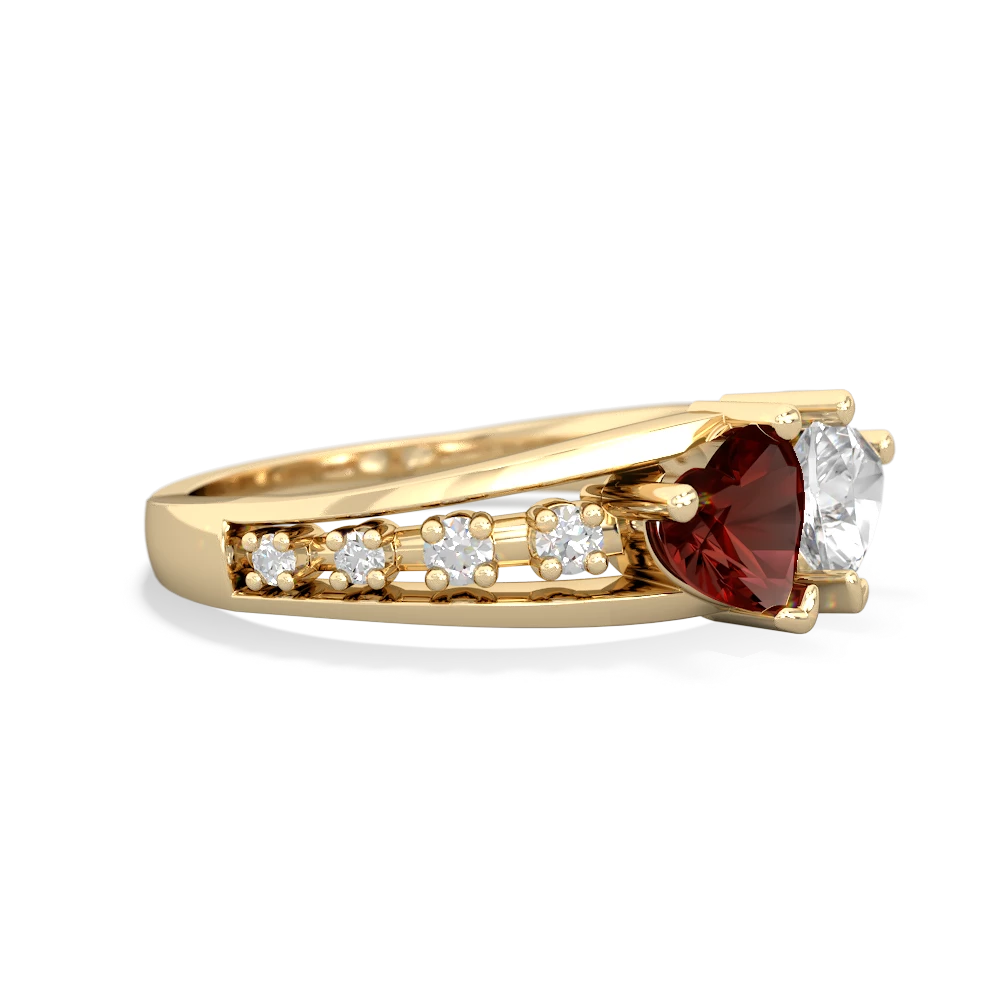 Garnet Heart To Heart 14K Yellow Gold ring R3342