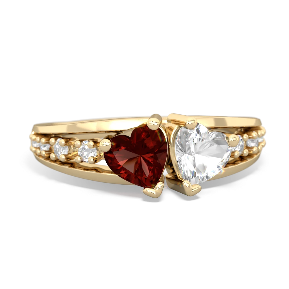 Garnet Heart To Heart 14K Yellow Gold ring R3342