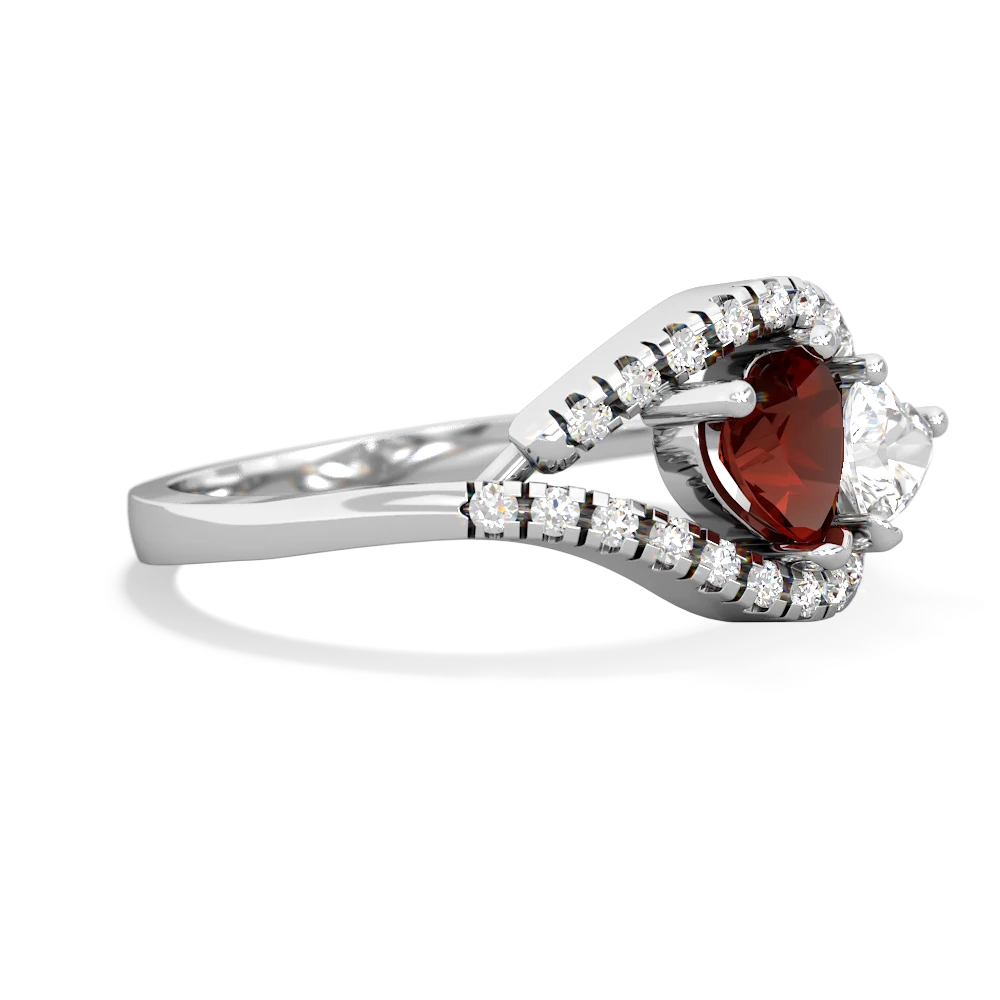 Garnet Mother And Child 14K White Gold ring R3010