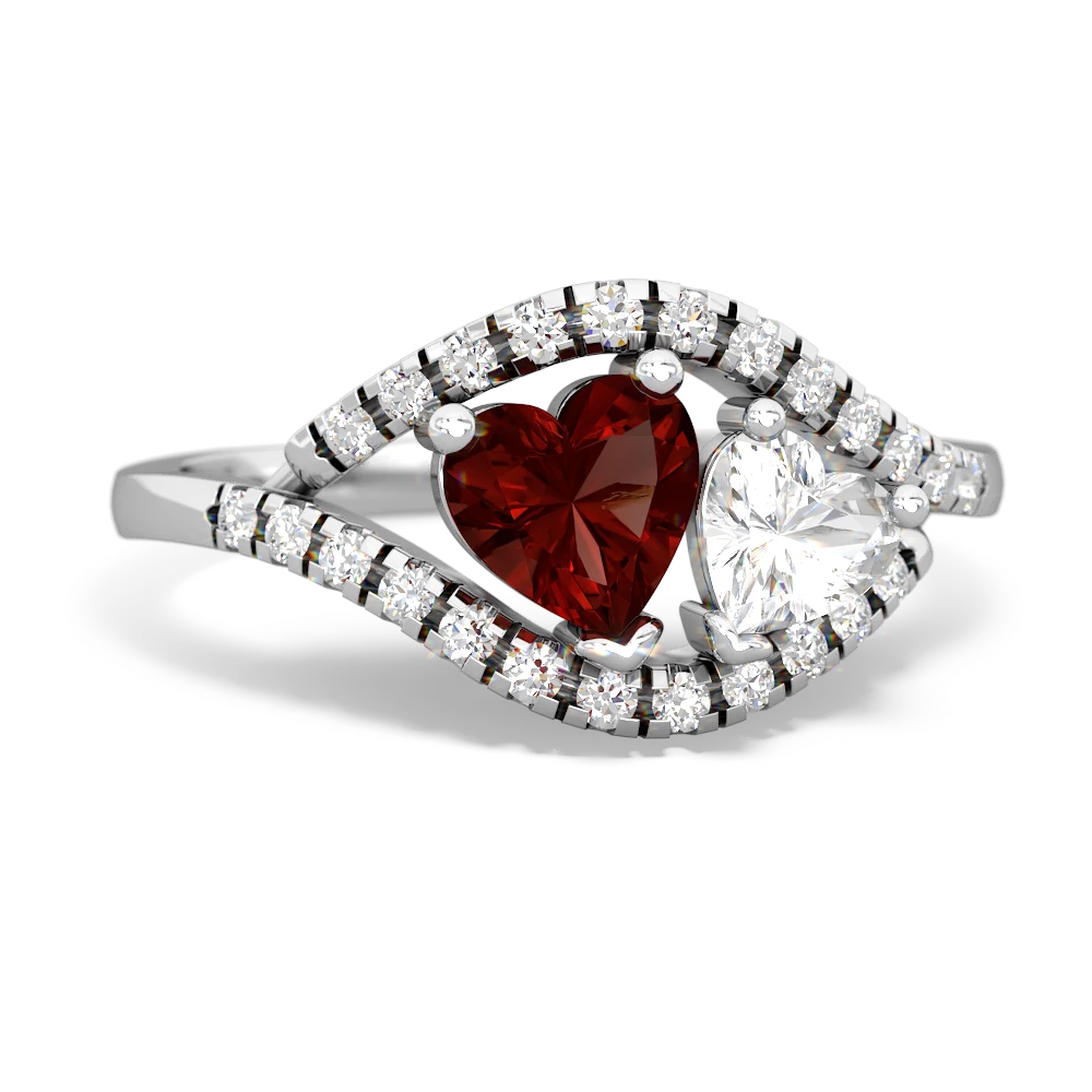 Garnet Mother And Child 14K White Gold ring R3010