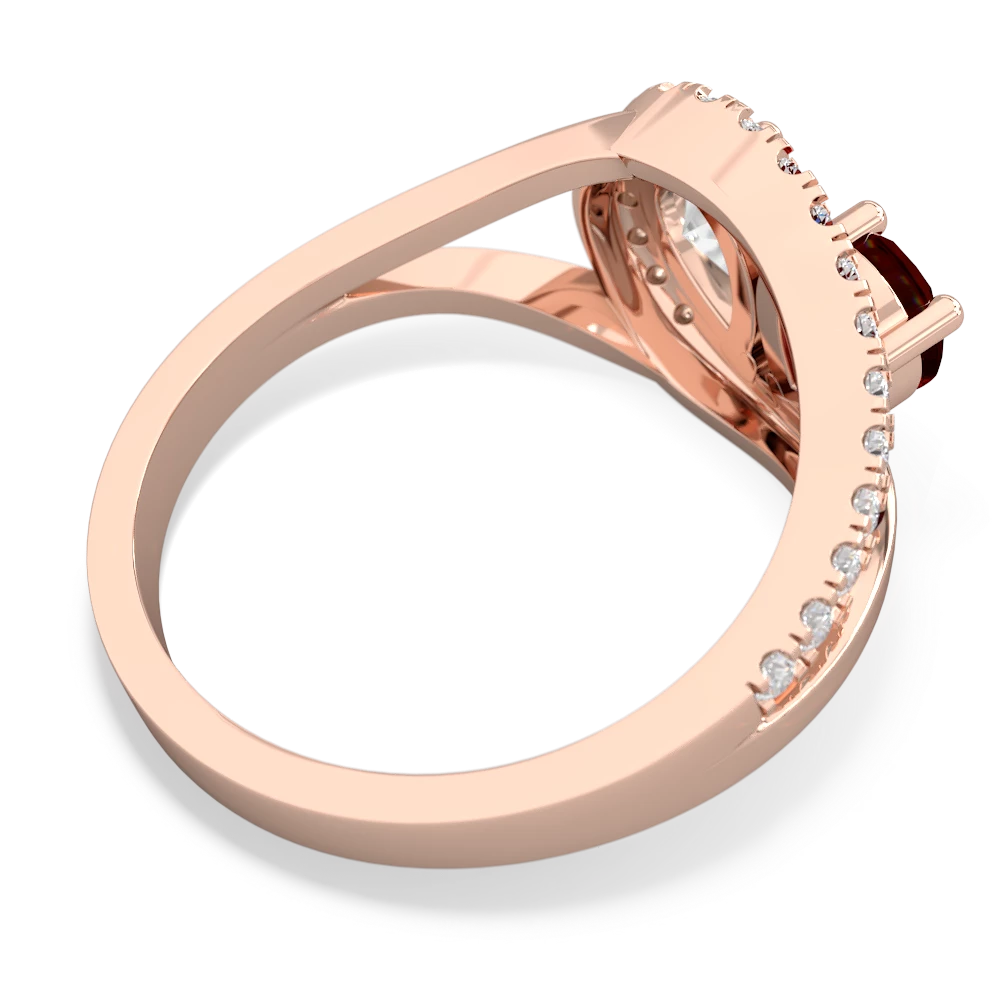 Garnet Nestled Heart Keepsake 14K Rose Gold ring R5650