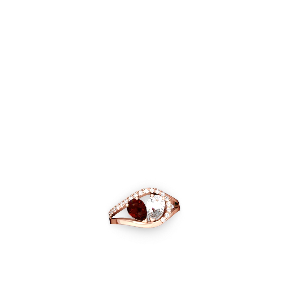 Garnet Nestled Heart Keepsake 14K Rose Gold ring R5650