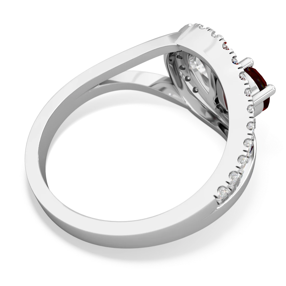 Garnet Nestled Heart Keepsake 14K White Gold ring R5650