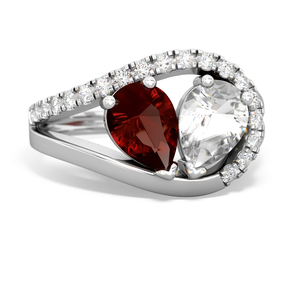 Garnet Nestled Heart Keepsake 14K White Gold ring R5650