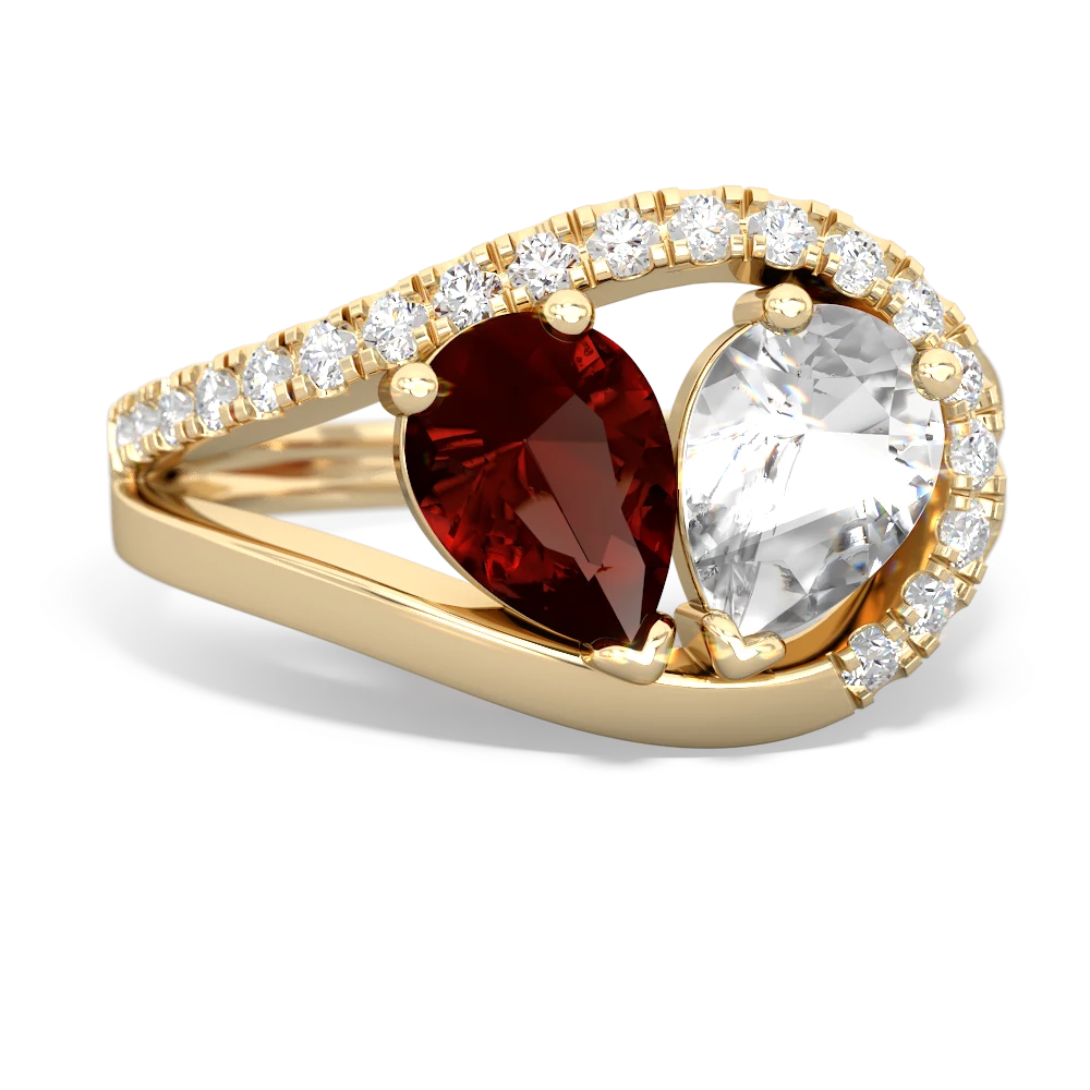 Garnet Nestled Heart Keepsake 14K Yellow Gold ring R5650