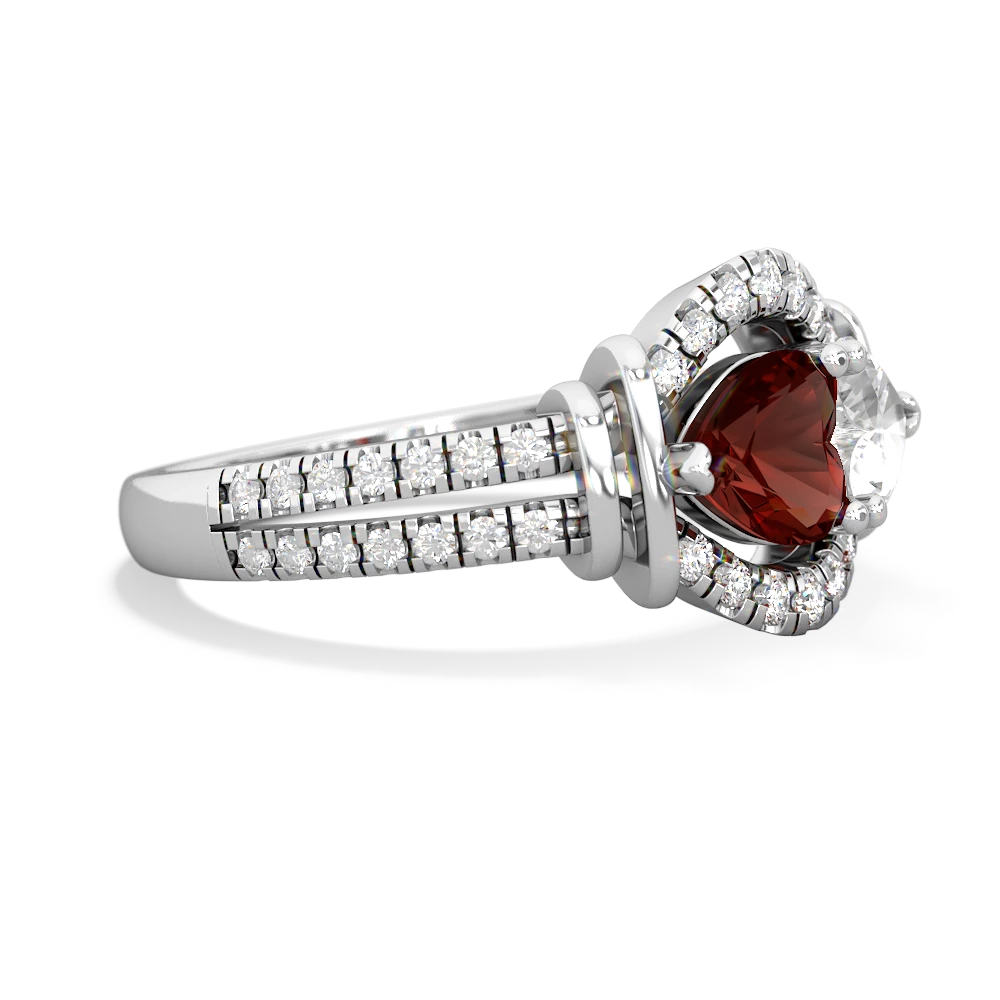 Garnet Art-Deco Keepsake 14K White Gold ring R5630